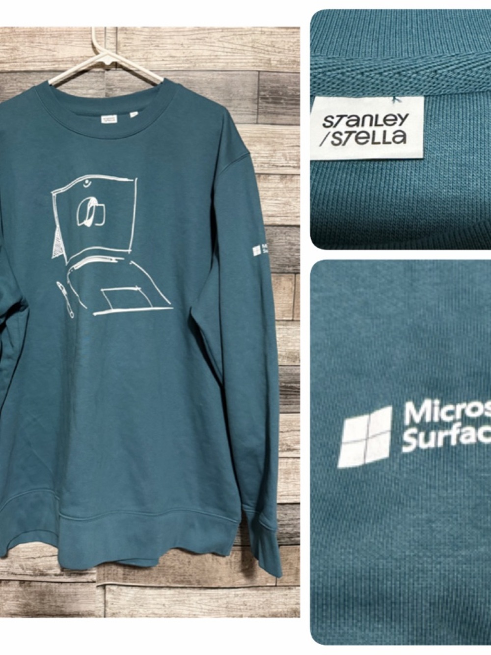 Stanley/Stella Microsoft Surface Sweatshirt Men’s XXL Teal Blue Pullover